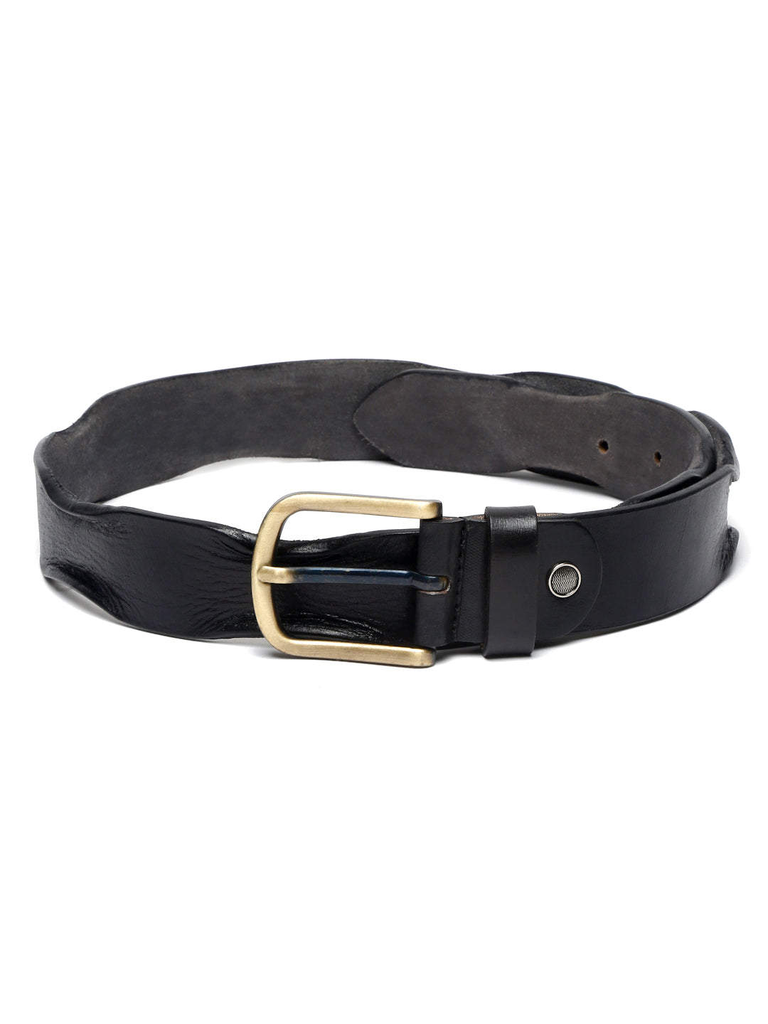 LOUIS STITCH Men's Jet Black Italian Leather Belt Premium Spanish Style Casual Belts for Men