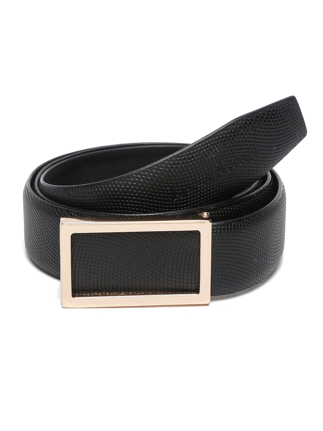 Men's Black Formal Italian Leather Textured Belt For Men