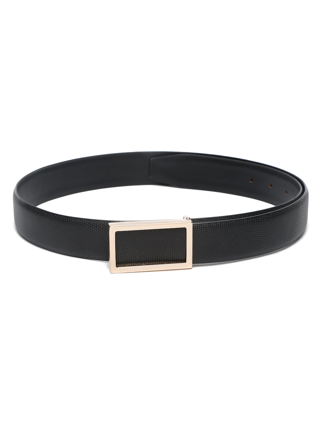 Men's Black Formal Italian Leather Textured Belt For Men