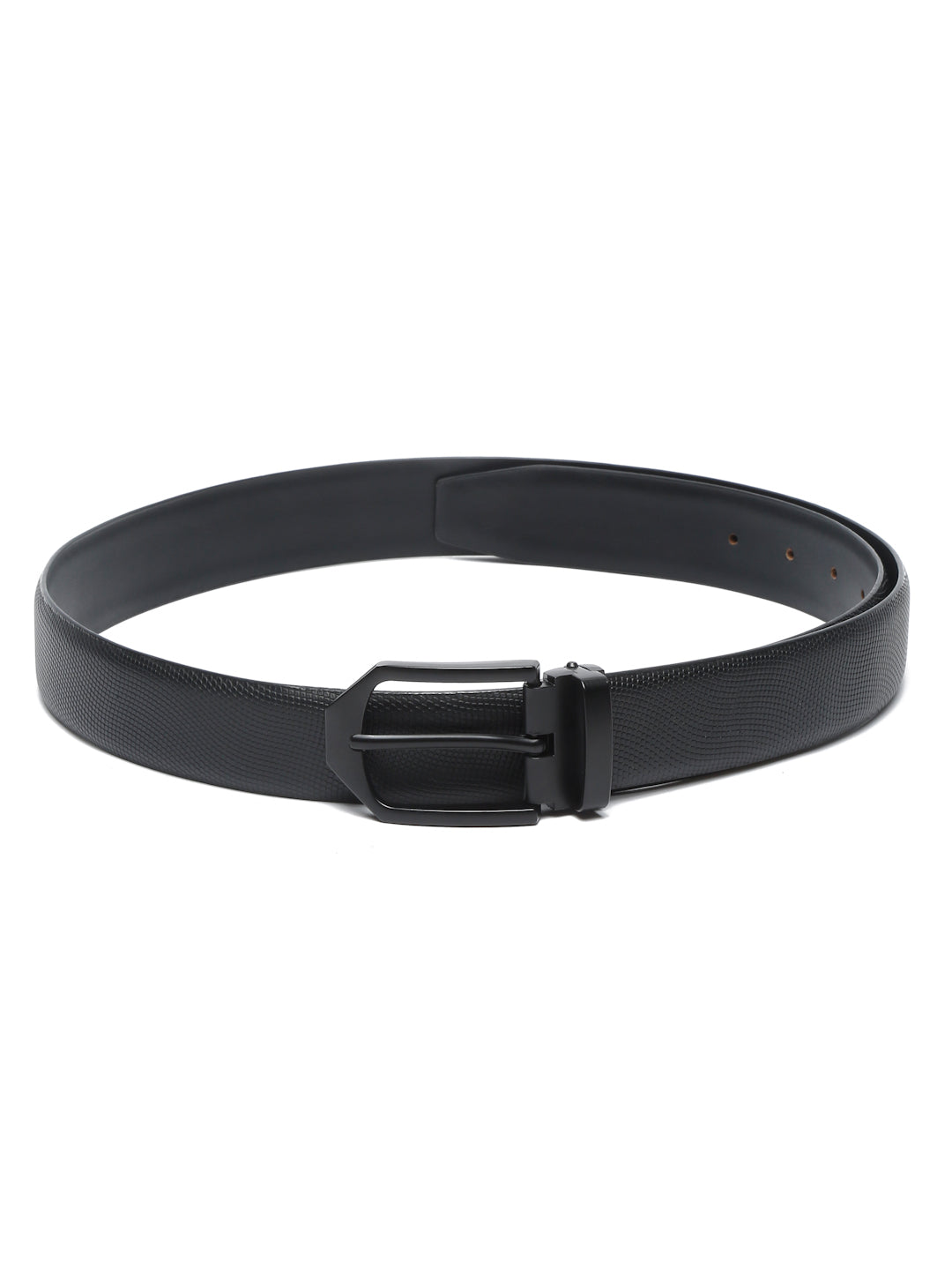 Men's Black Formal Italian Leather Textured Belt For Men