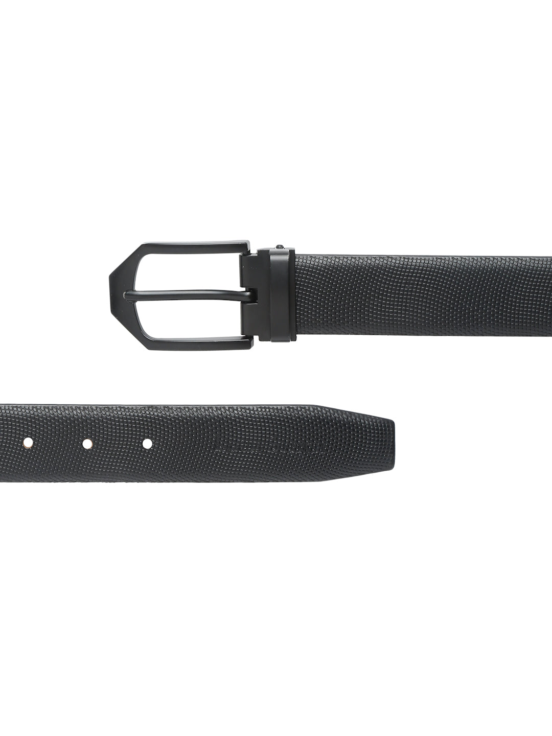 Men's Black Formal Italian Leather Textured Belt For Men