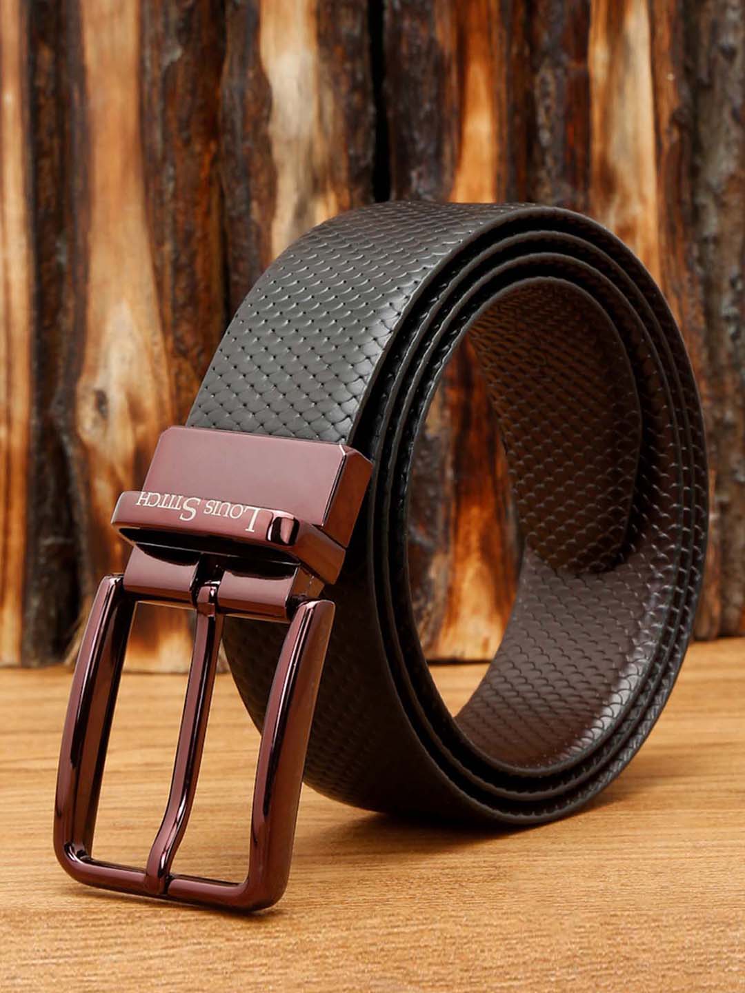 Black Men'S Black & Brown Formal Italian Leather Reversible Belt For Men