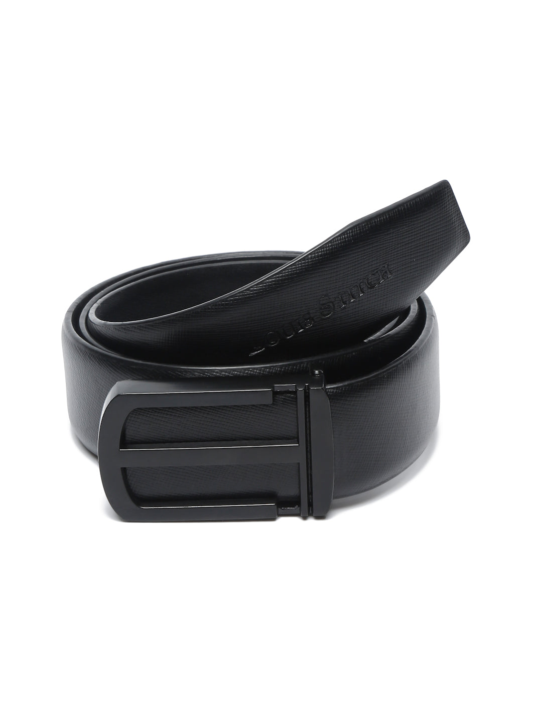 Men's Black Formal Italian Leather Textured Belt For Men