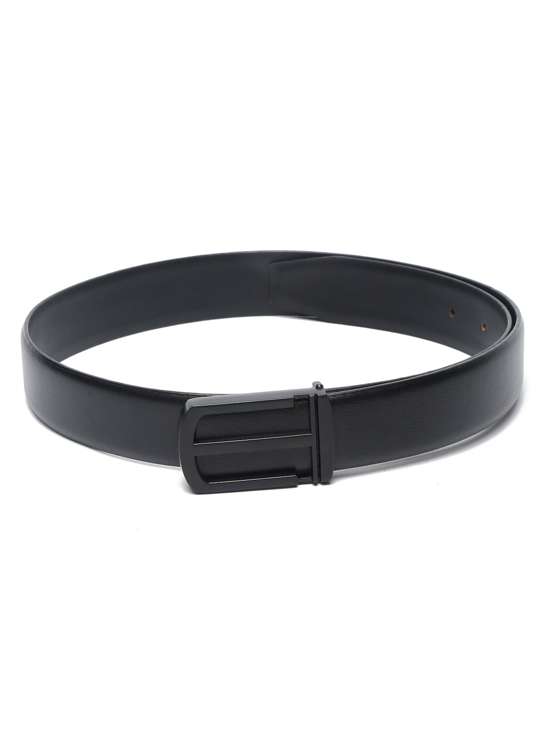 Men's Black Formal Italian Leather Textured Belt For Men