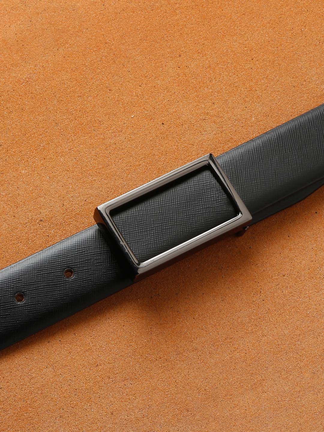 Men's Black Formal Italian Leather Textured Belt For Men