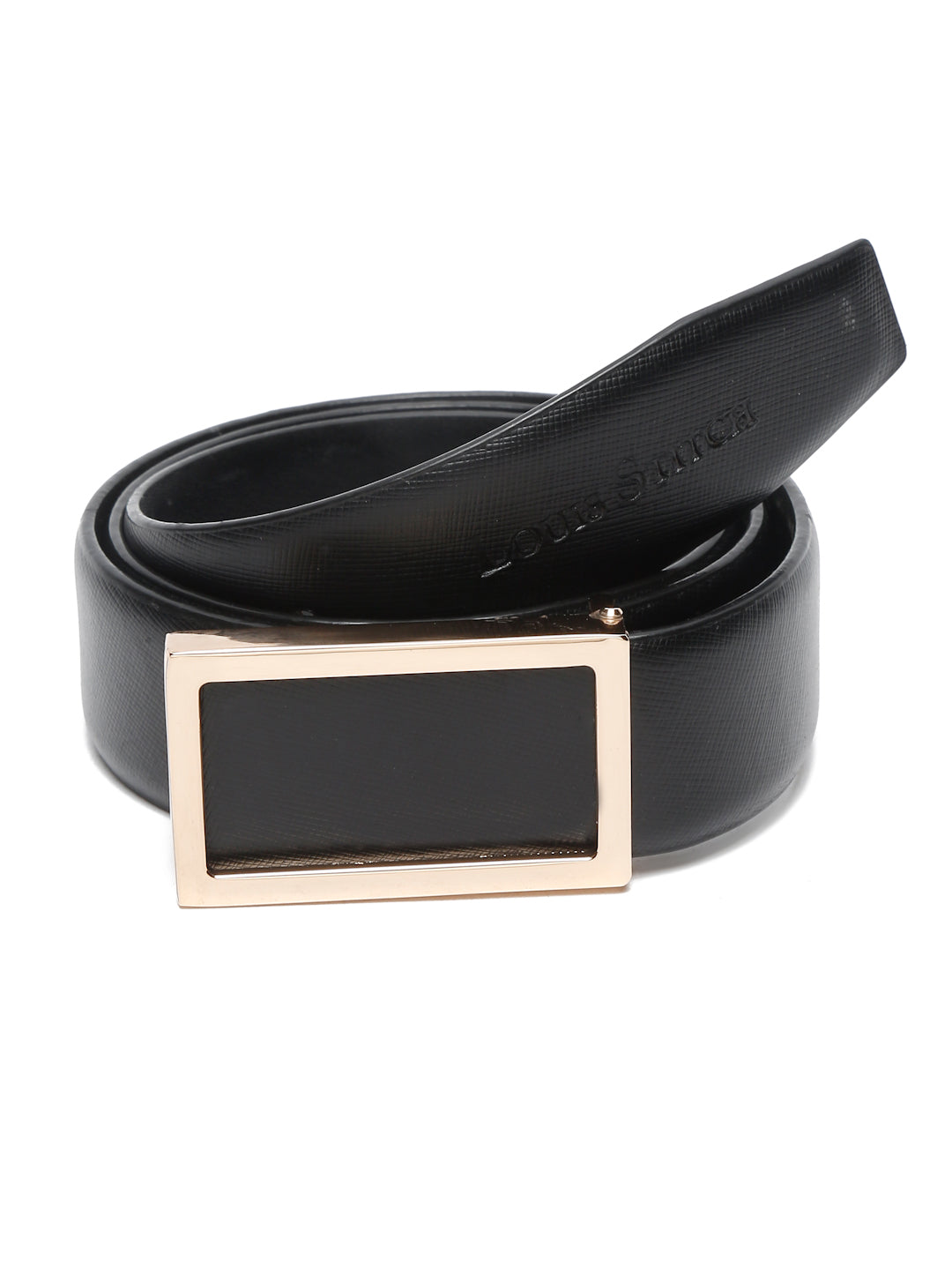 Men's Black Formal Italian Leather Textured Belt For Men