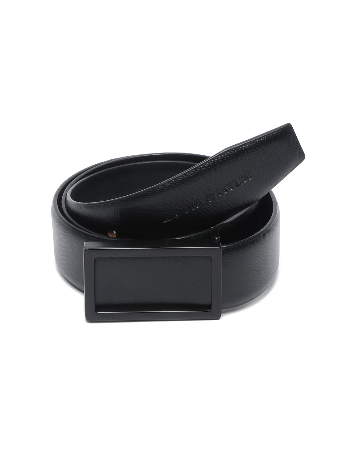 Men's Black Formal Italian Leather Textured Belt For Men