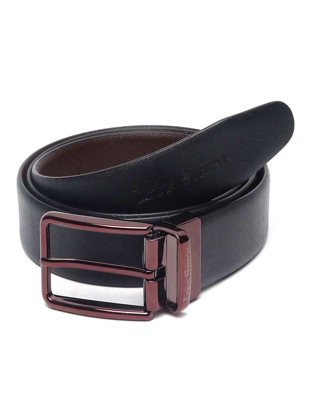 Men'S Black & Brown Formal Italian Leather Reversible Belt For Men