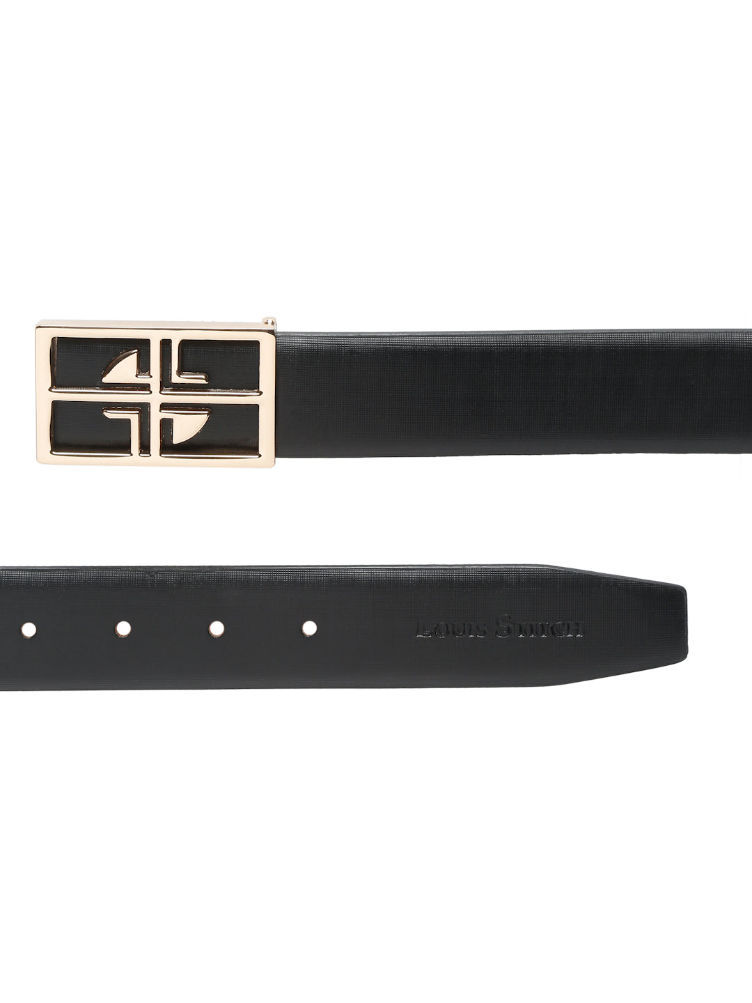 Men's Black Formal Italian Leather Textured Belt For Men