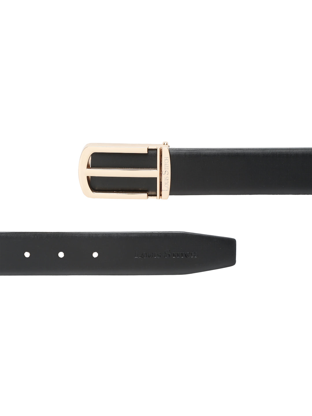 Men's Black Formal Italian Leather Textured Belt For Men