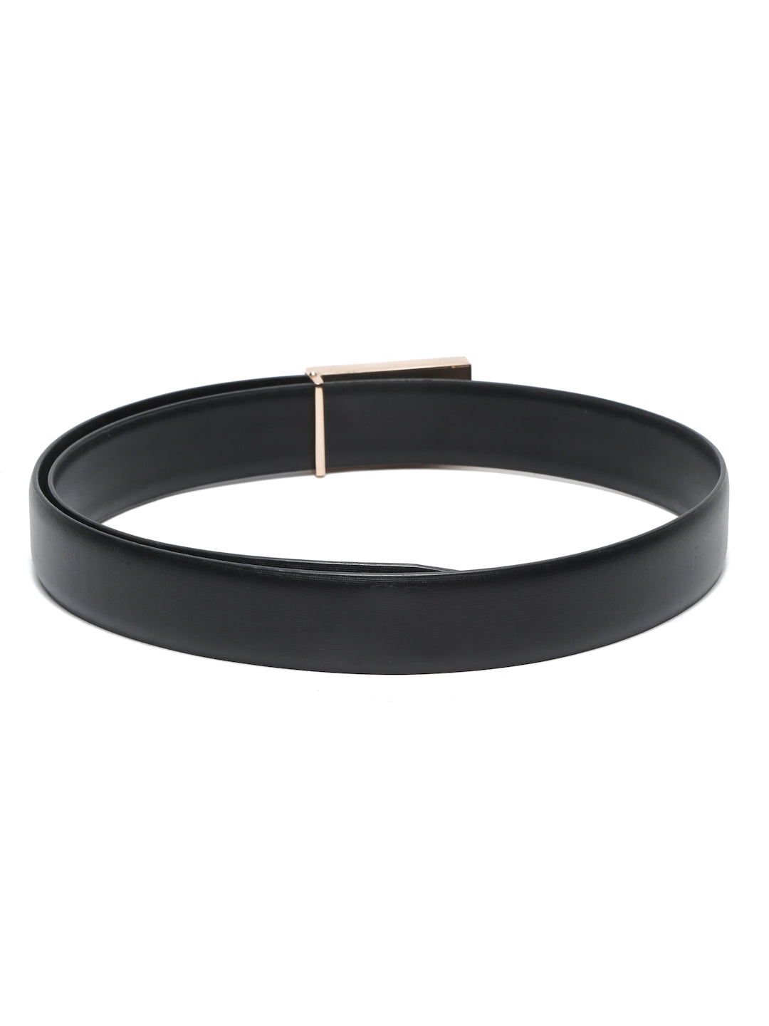 Black/Golden Men's Black Formal Italian Leather Textured Belt For Men