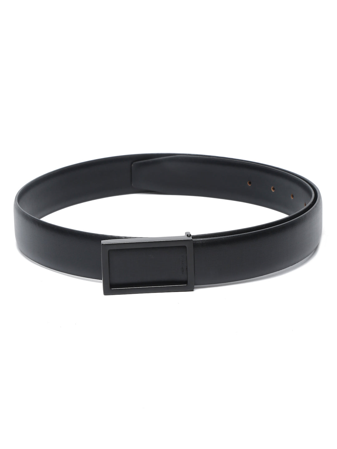 Men's Black Formal Italian Leather Textured Belt For Men