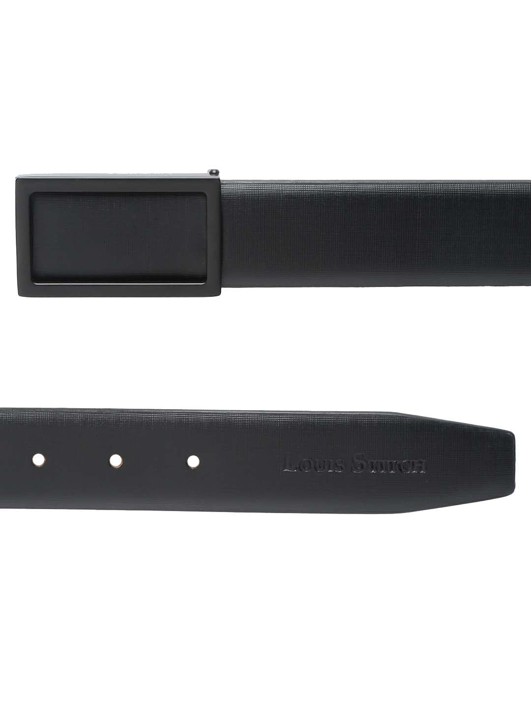 Men's Black Formal Italian Leather Textured Belt For Men