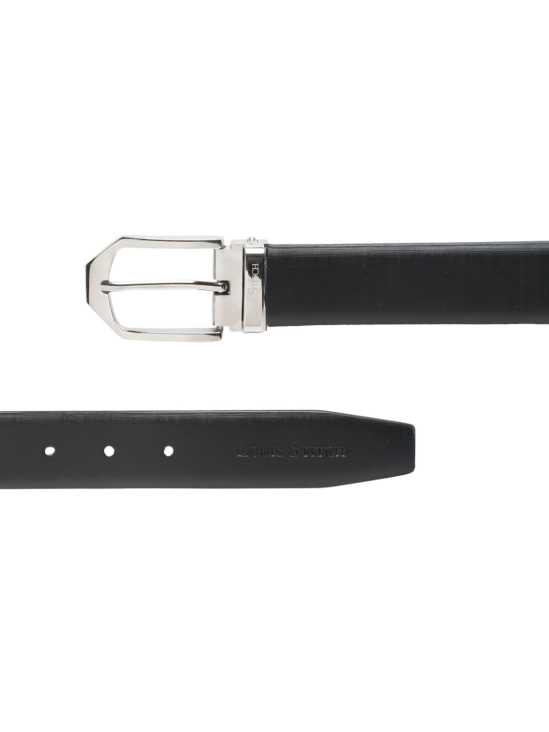 Men's Black Formal Italian Leather Textured Belt For Men