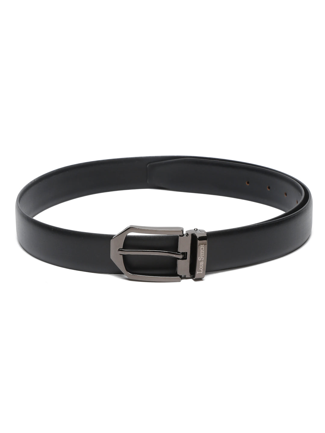 Men's Black Formal Italian Leather Textured Belt For Men