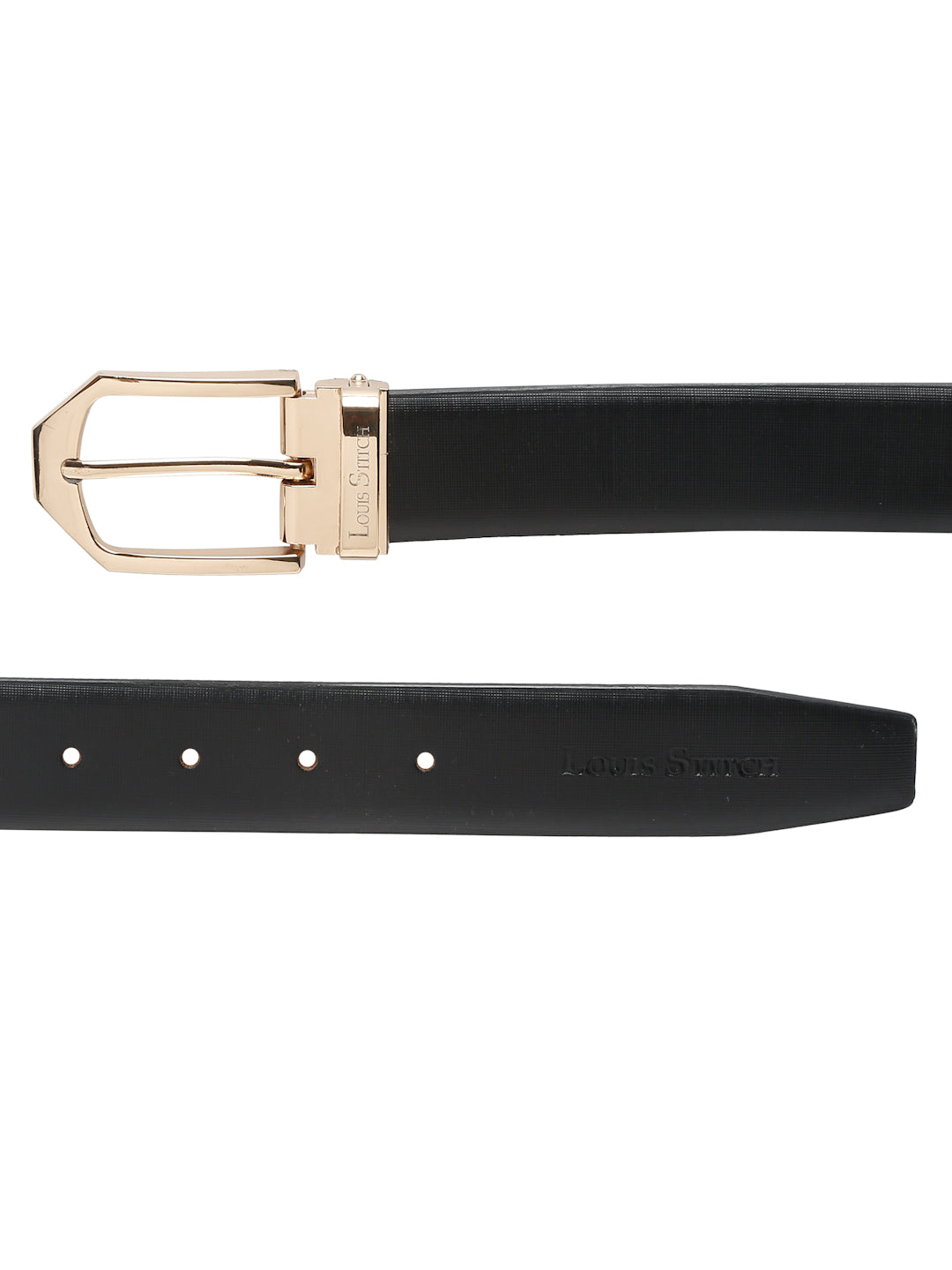 Men's Black Formal Italian Leather Textured Belt For Men