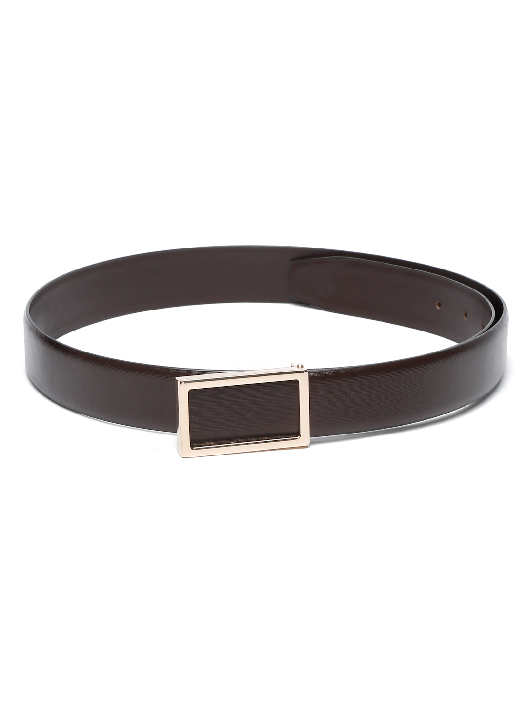 Black/Golden Men's Black Formal Italian Leather Textured Belt For Men