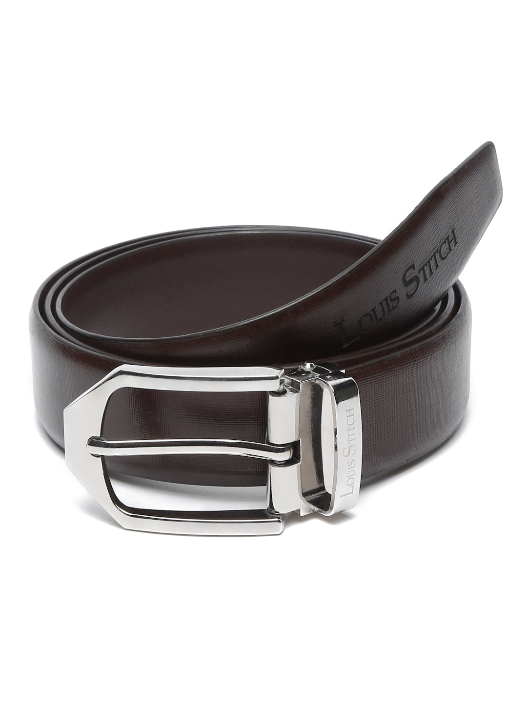 Men's Black Formal Italian Leather Textured Belt For Men