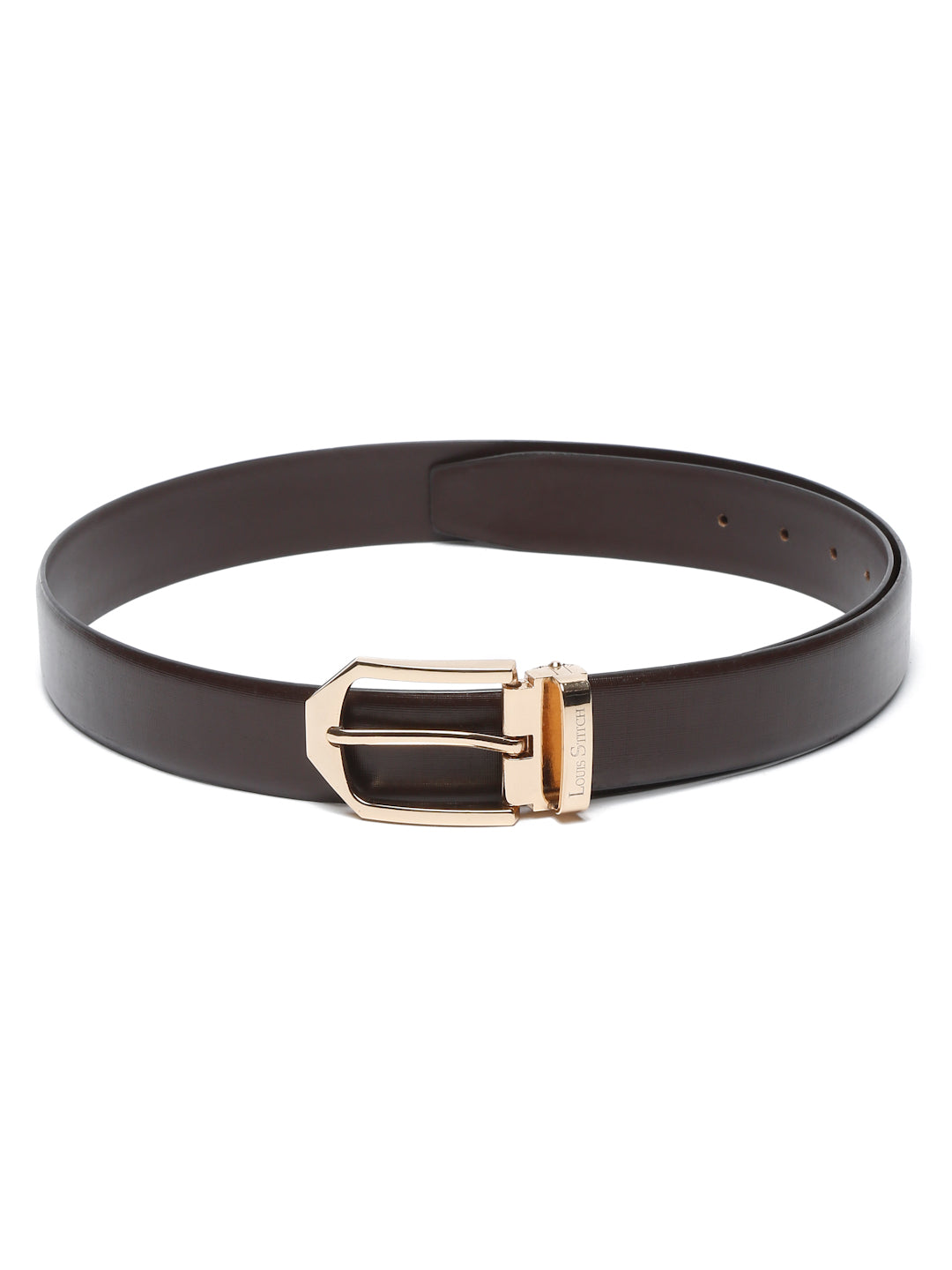 Black/Golden Men's Black Formal Italian Leather Textured Belt For Men