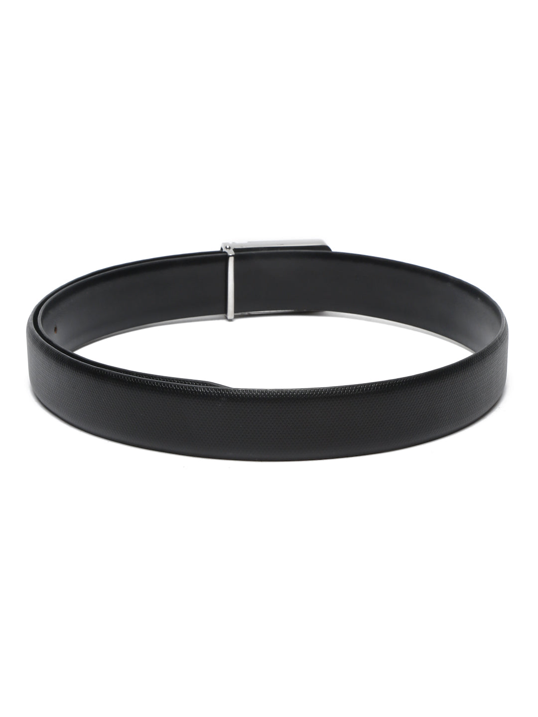 Black/Chrome Men's Black Formal Italian Leather Textured Belt For Men