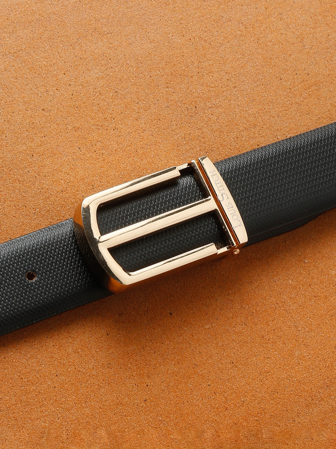 Men's Black Formal Italian Leather Textured Belt For Men