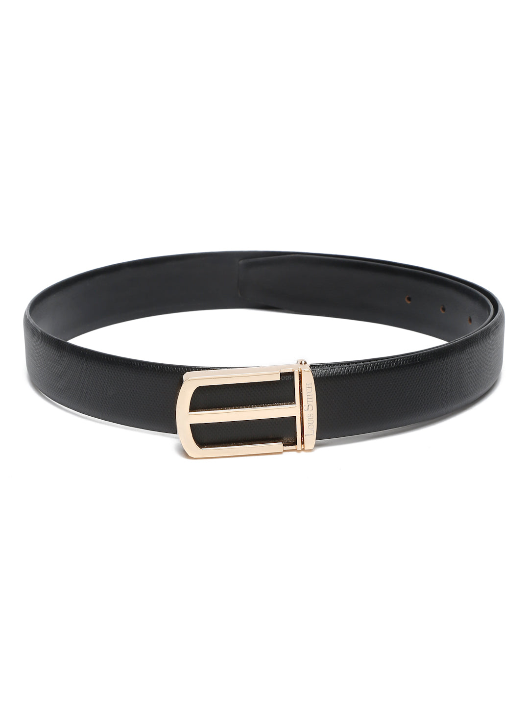 Men's Black Formal Italian Leather Textured Belt For Men