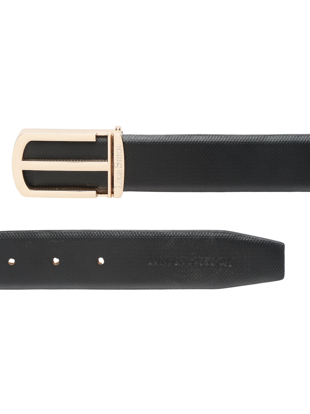 Men's Black Formal Italian Leather Textured Belt For Men