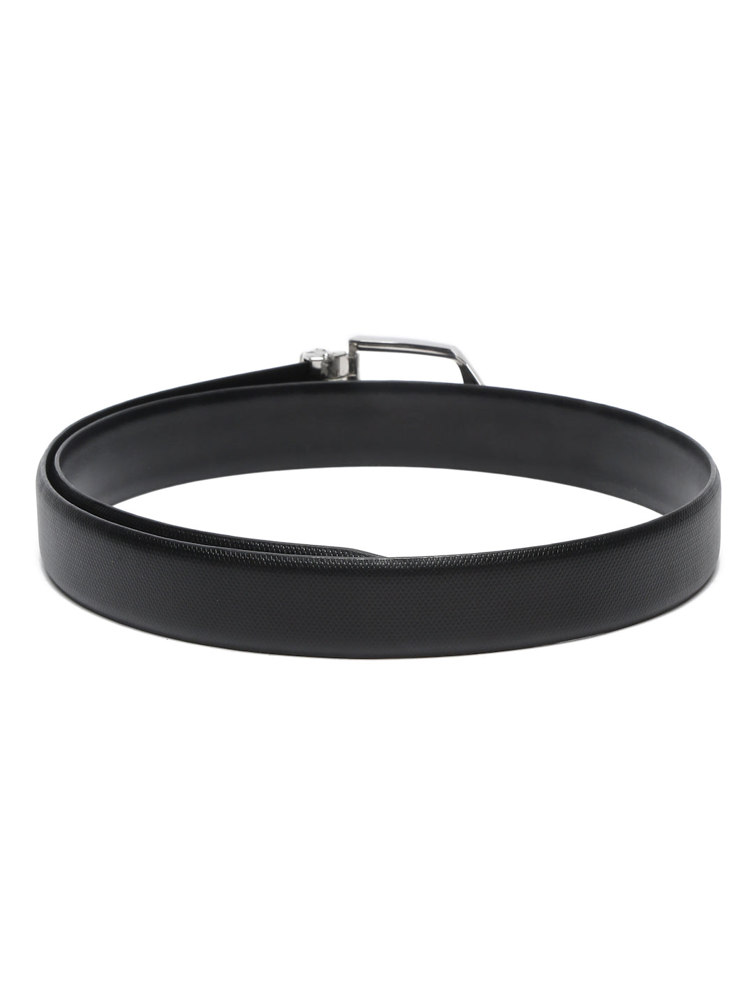 Black/Chrome Men's Black Formal Italian Leather Textured Belt For Men