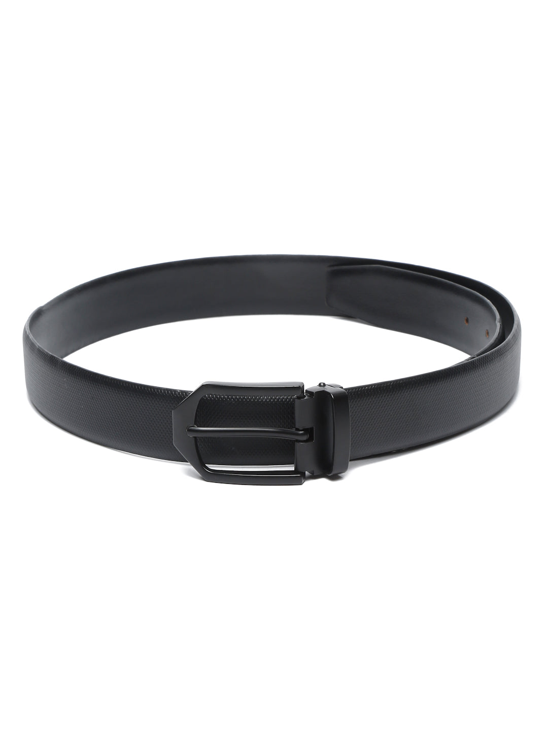 Men's Black Formal Italian Leather Textured Belt For Men