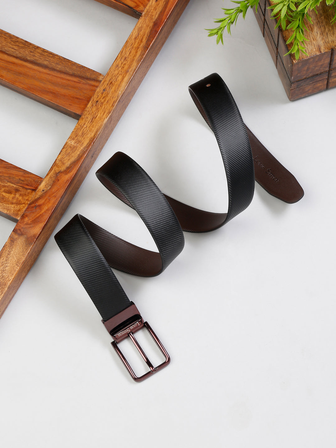 Men'S Black & Brown Formal Italian Leather Reversible Belt For Men