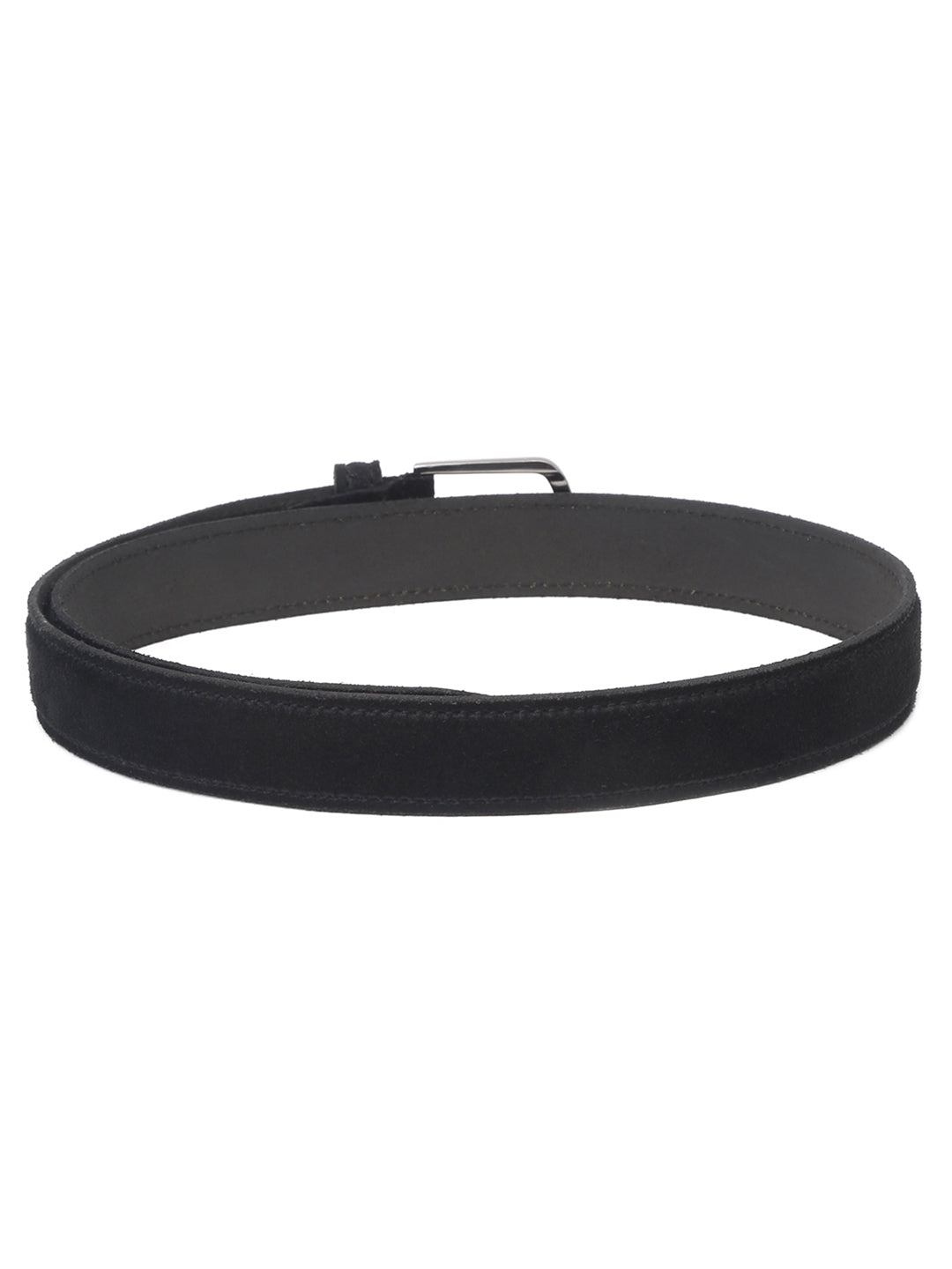 Black Men'S Midnight Black Italian Suede Leather Belt Handcrafted With Glossy Buckle