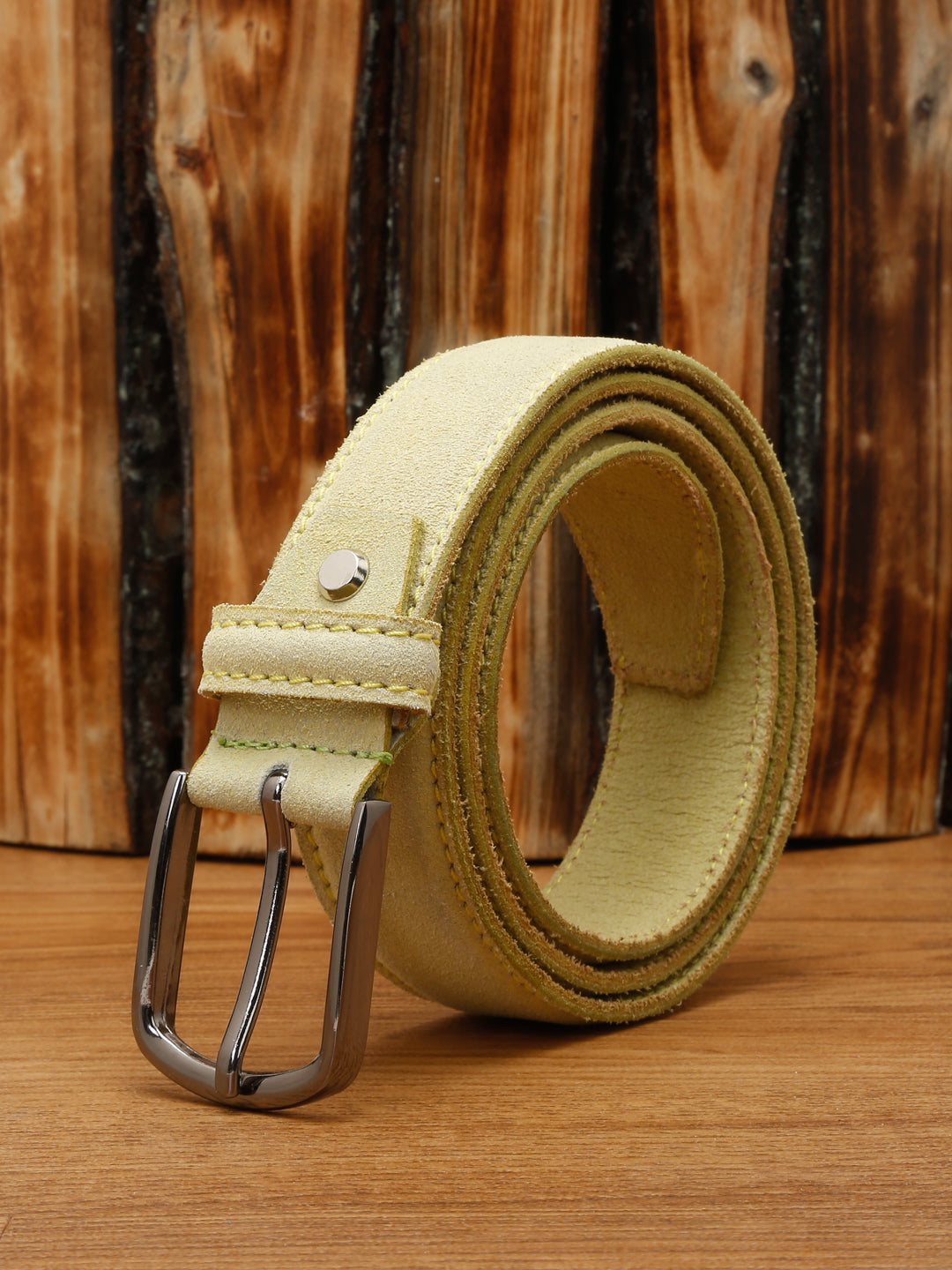 Pista Green Men's Pista Green Casual Italian Suede Leather Belt For Men