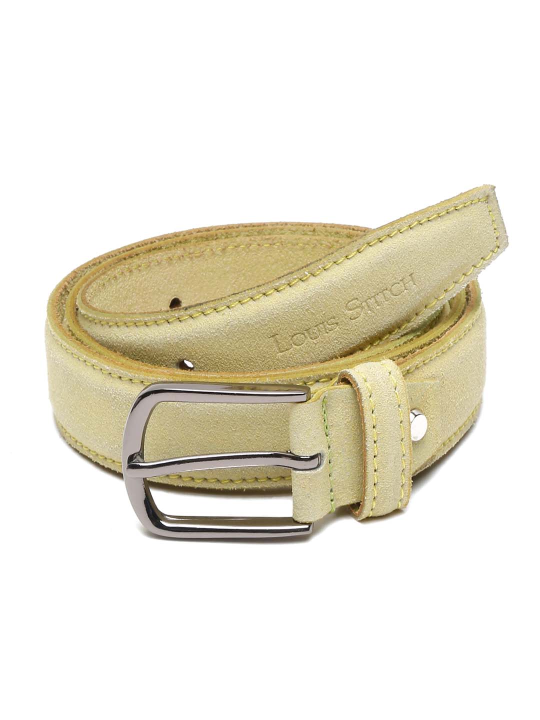 Men's Pista Green Casual Italian Suede Leather Belt For Men