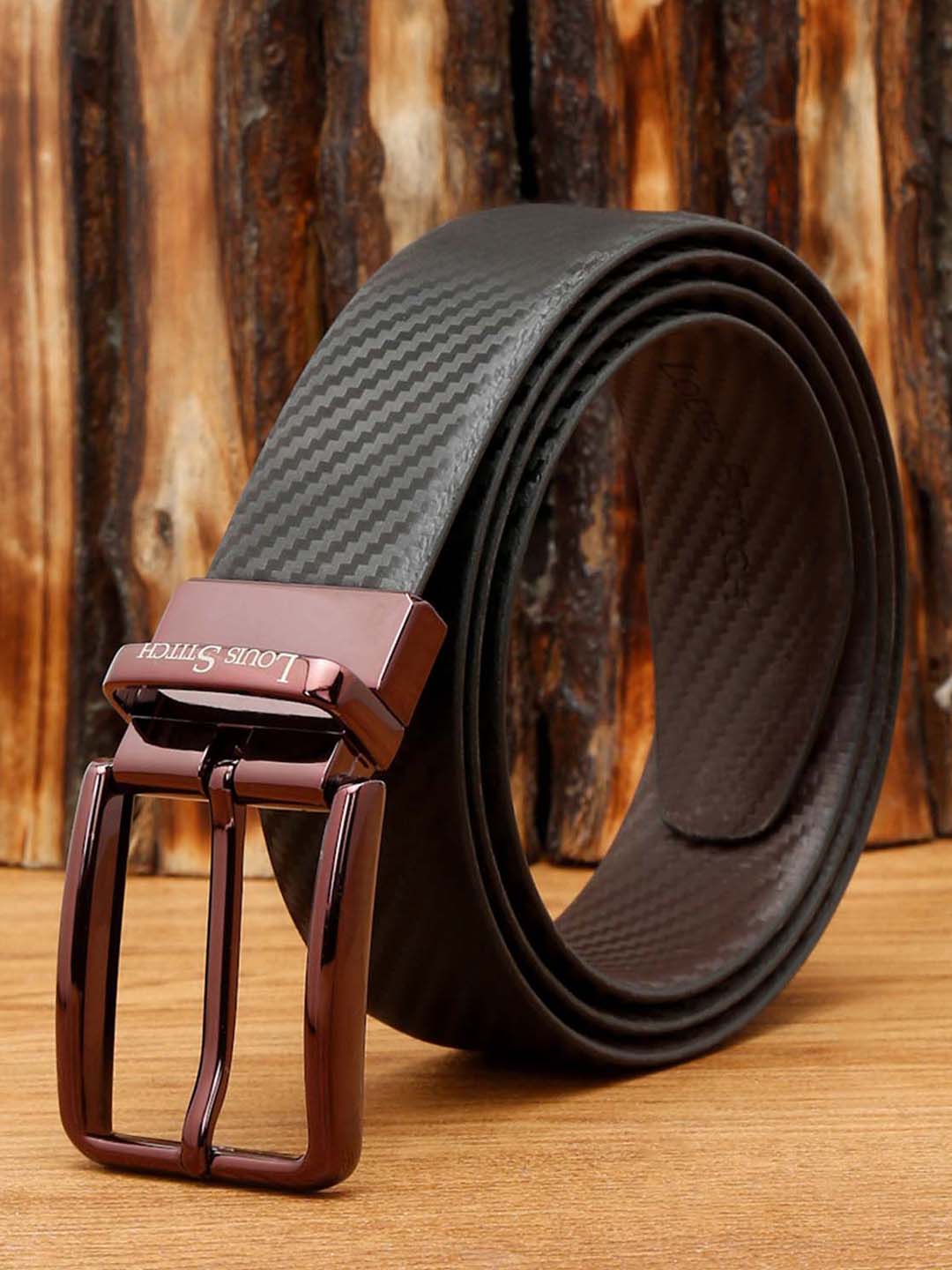 Black Men'S Black & Brown Formal Italian Leather Reversible Belt For Men