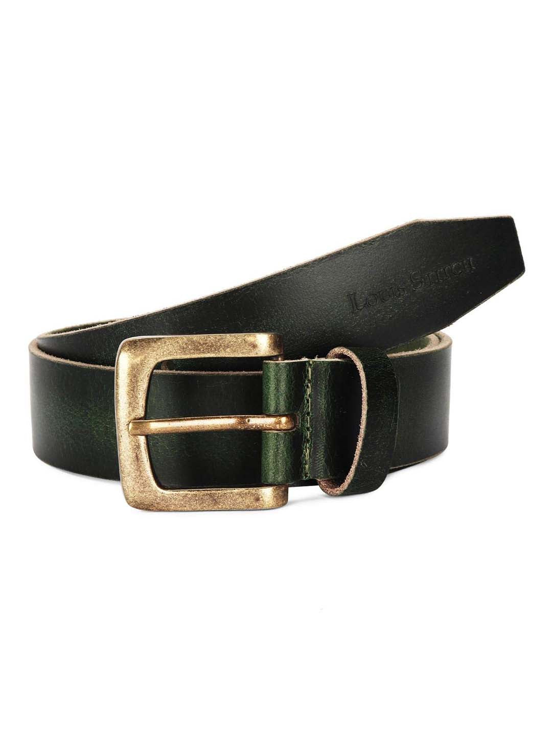 Green Men's Green Casual Italian Leather Belt For Men