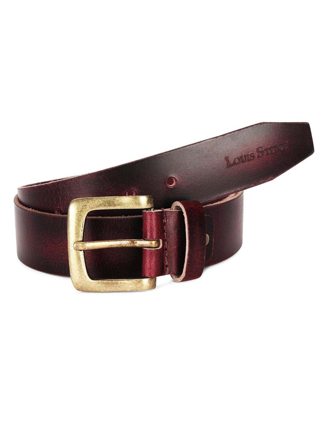 Maroon Men's Rosewood Casual Italian Leather Belt For Men