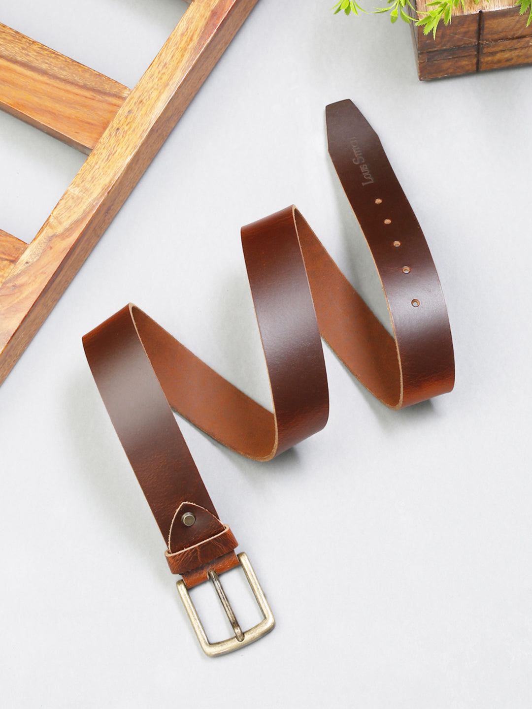 Tan Men's Tan Casual Italian Leather Belt For Men