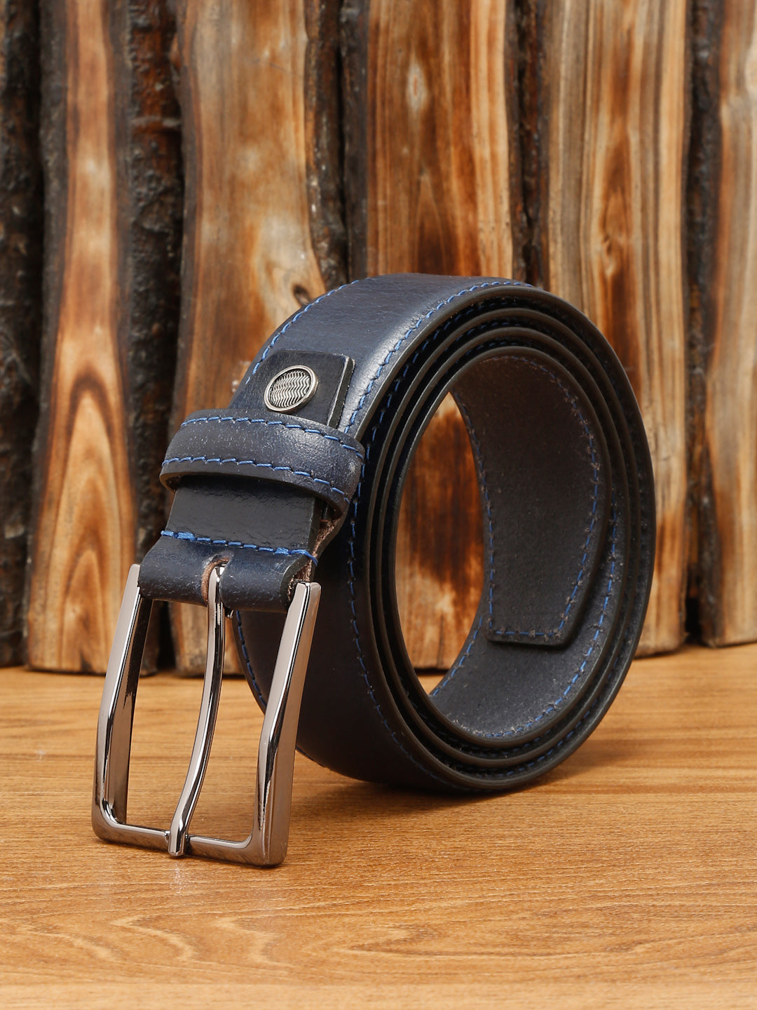 Men's Navy Blue Casual Italian New Buck Leather Belt For Men