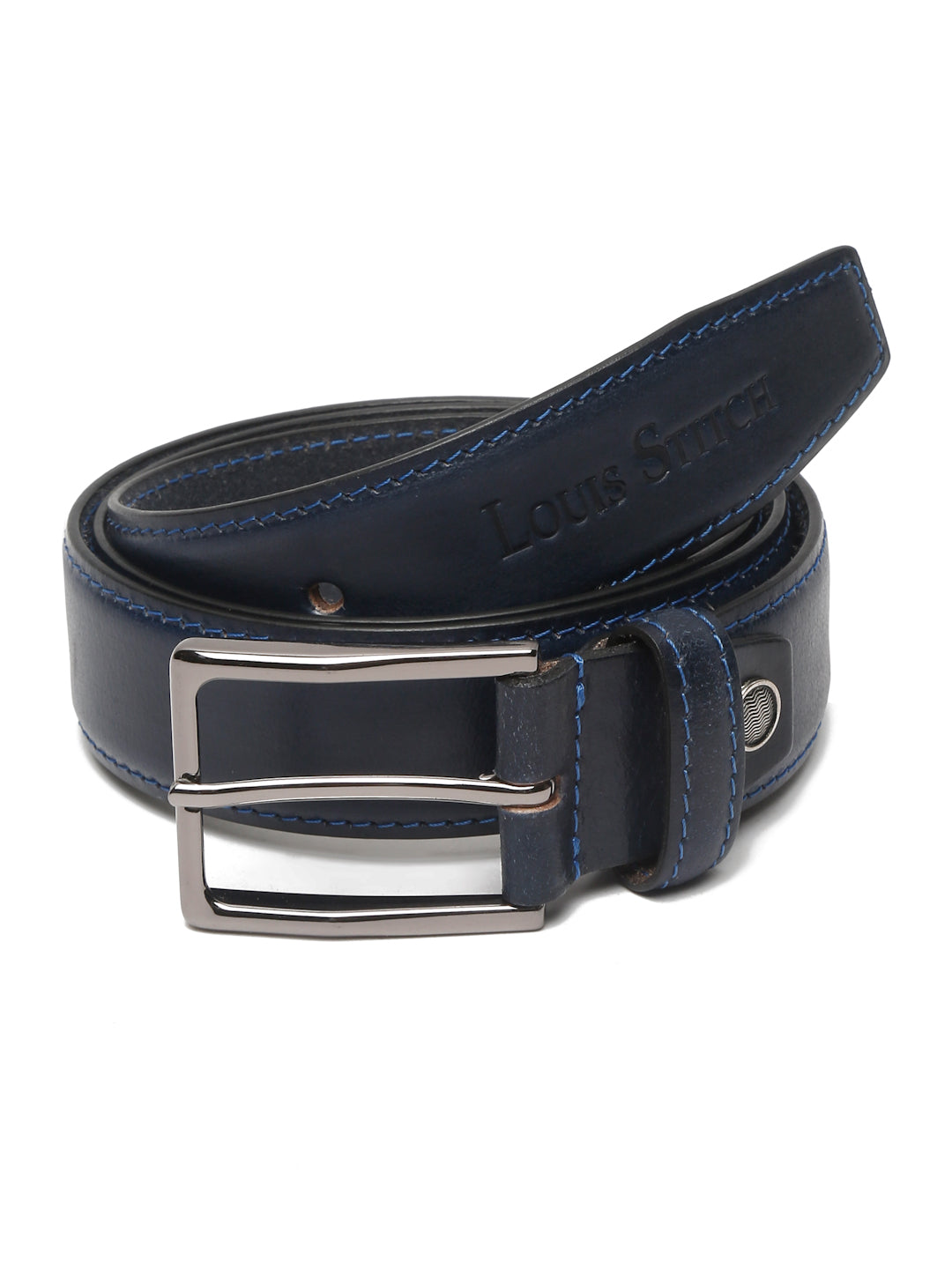 Men's Navy Blue Casual Italian New Buck Leather Belt For Men