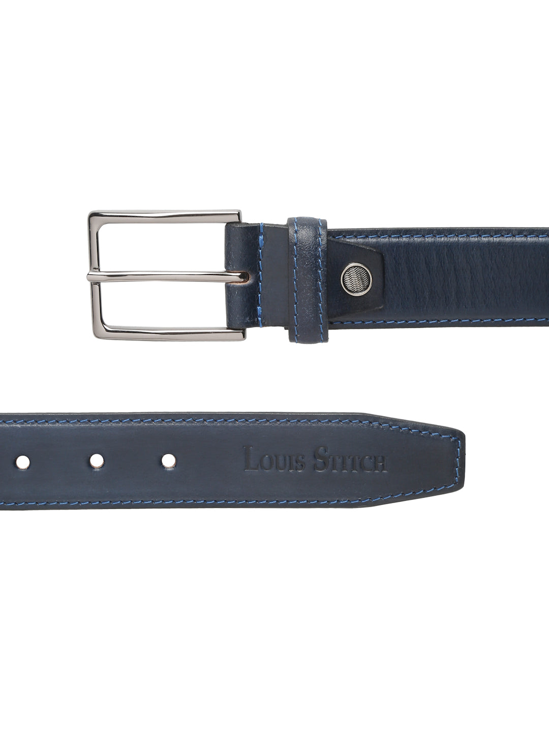 Men's Navy Blue Casual Italian New Buck Leather Belt For Men