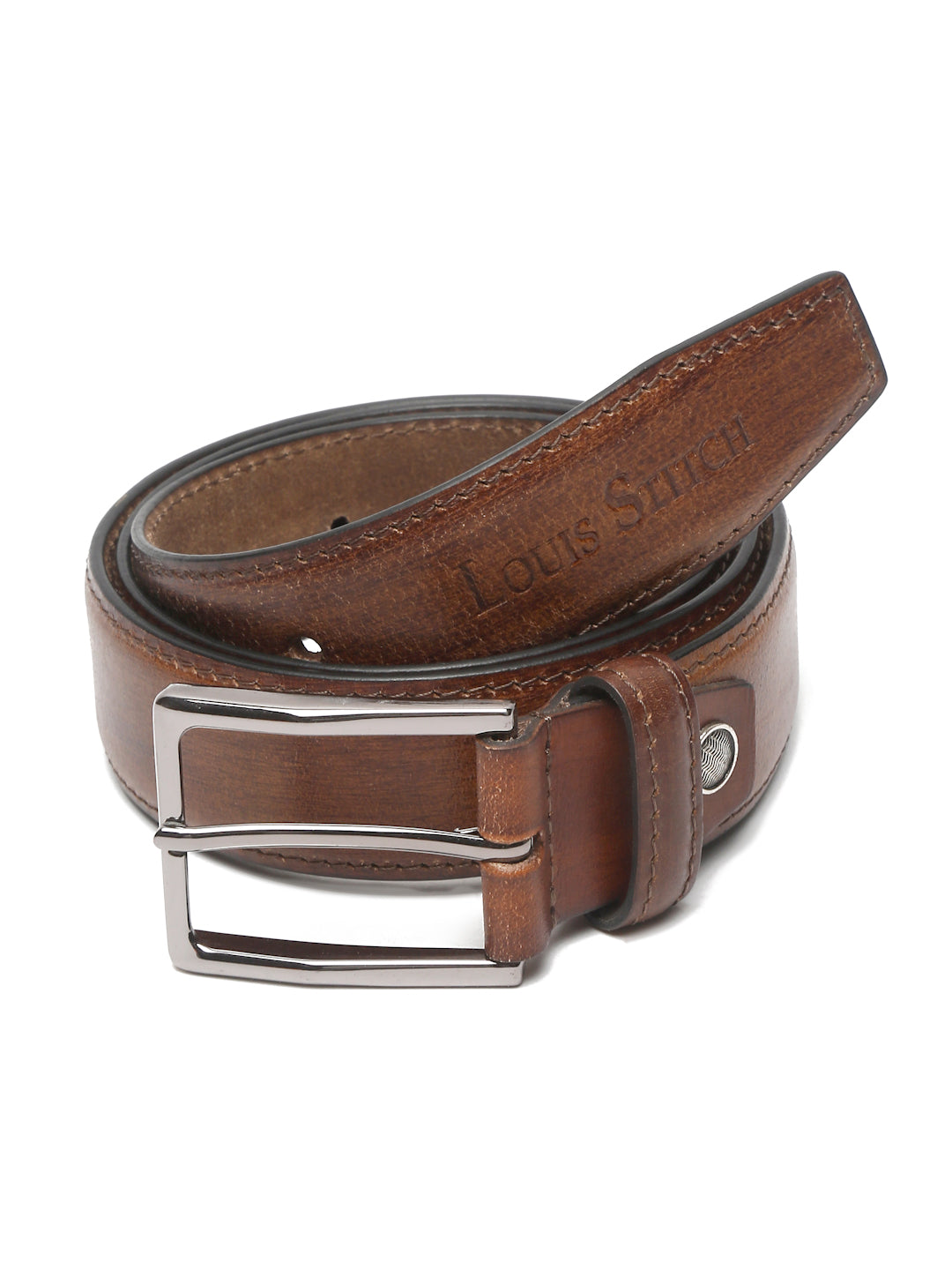 Men's Cinnamon Brown Casual Italian New Buck Leather Belt For Men