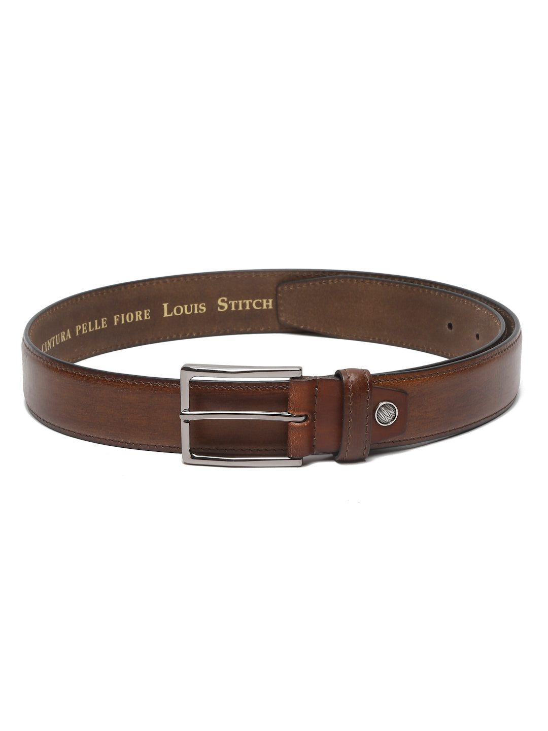 Men's Cinnamon Brown Casual Italian New Buck Leather Belt For Men