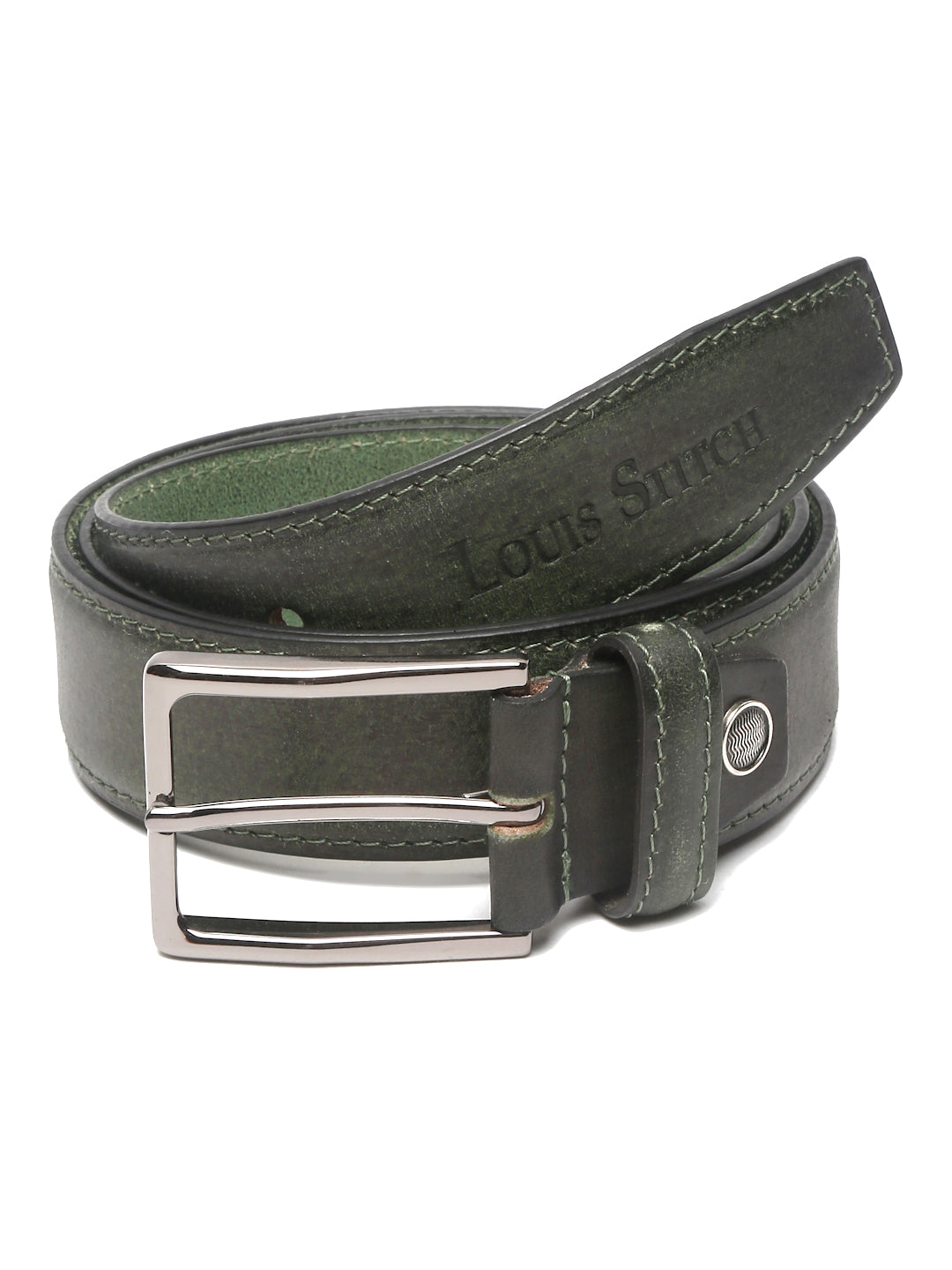 Men's Seaweed Green Casual Italian New Buck Leather Belt For Men