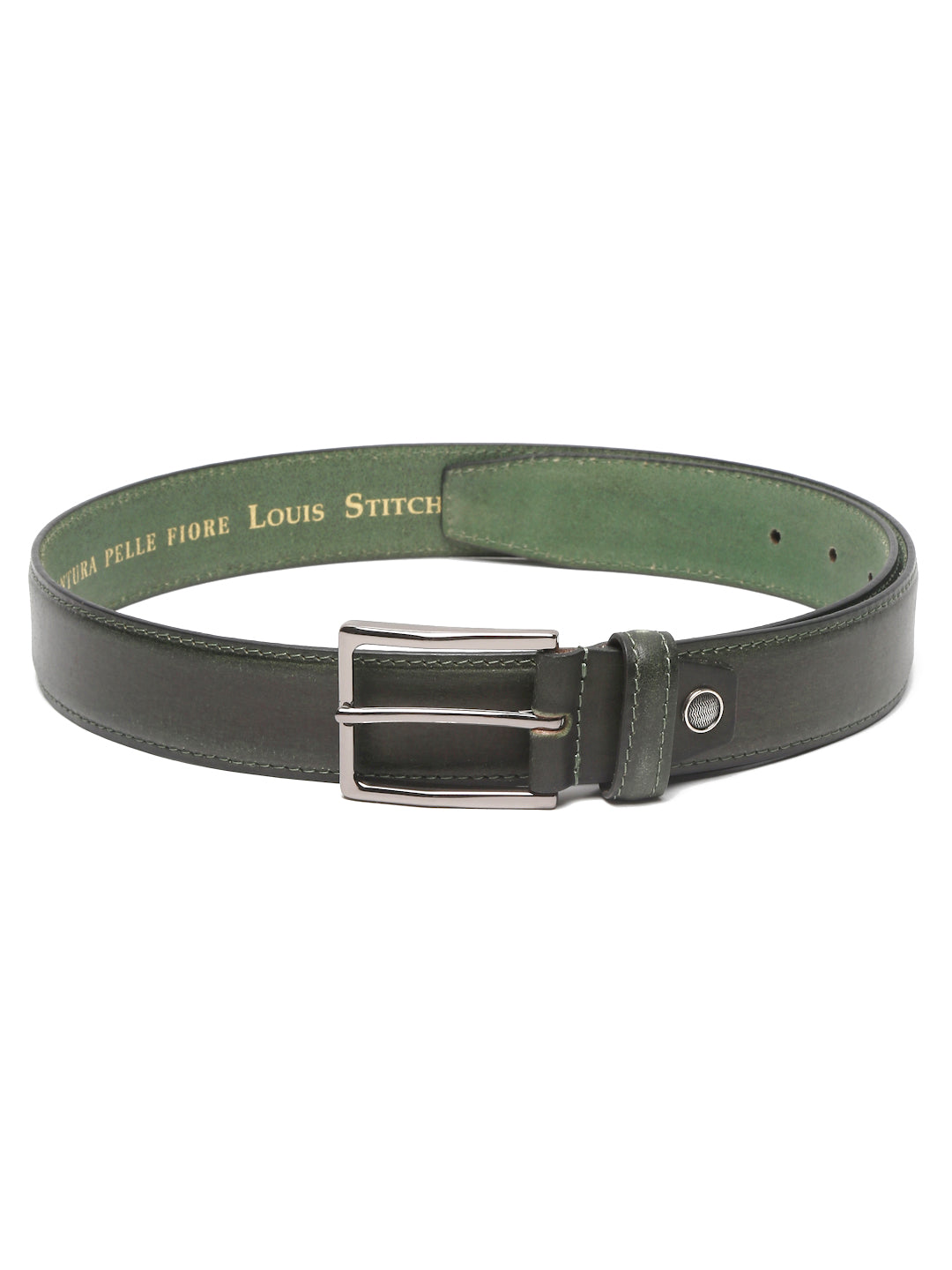 Men's Seaweed Green Casual Italian New Buck Leather Belt For Men