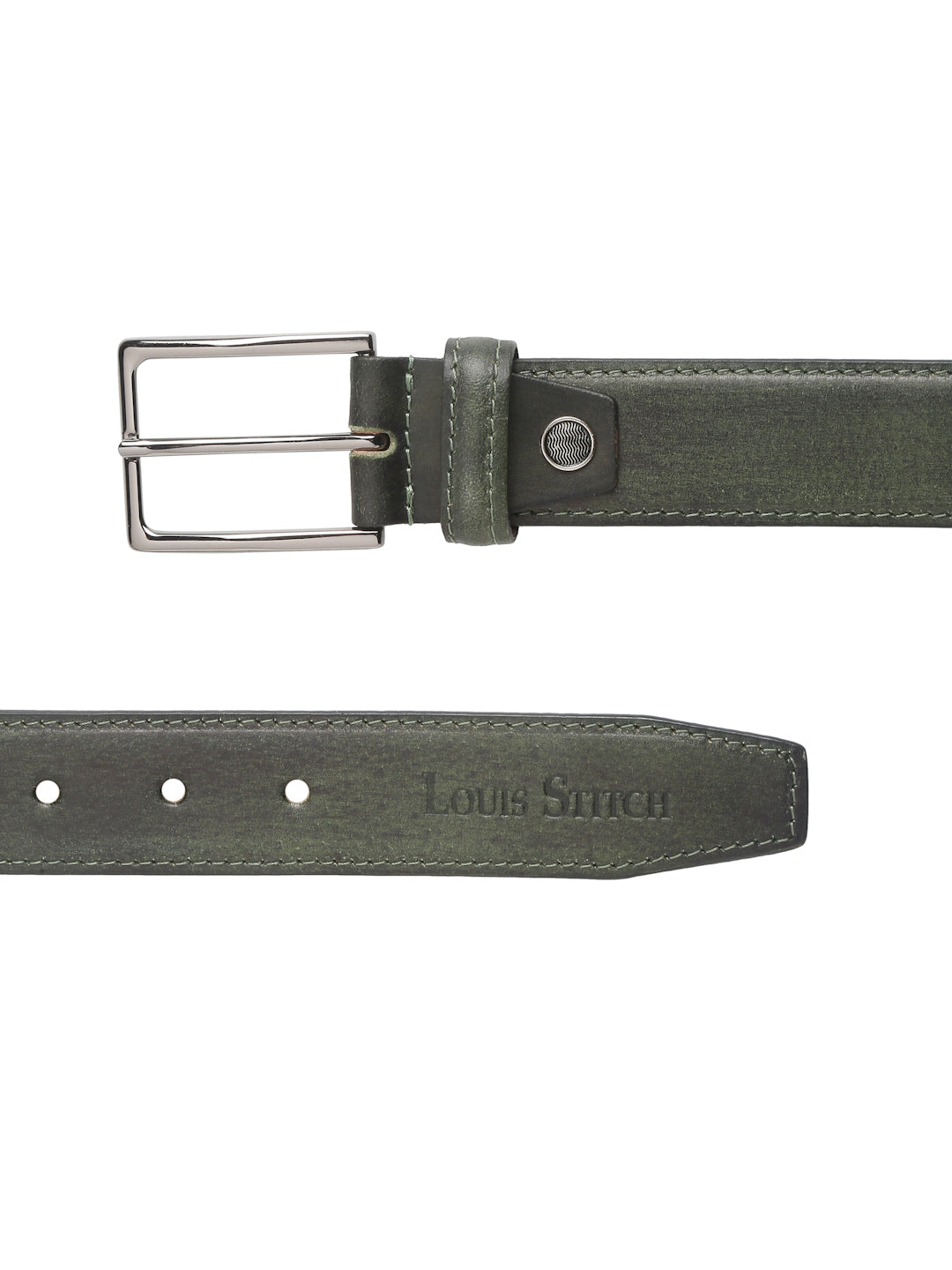 Men's Seaweed Green Casual Italian New Buck Leather Belt For Men