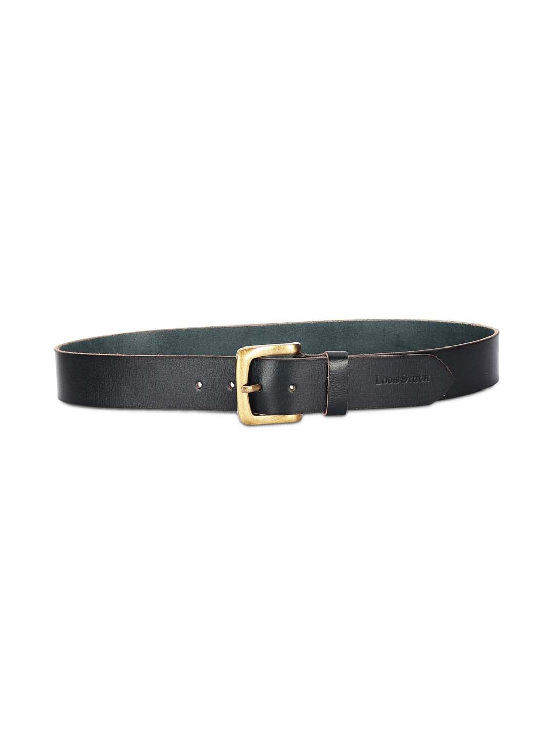 Black Men's Black Casual Italian Leather Belt For Men