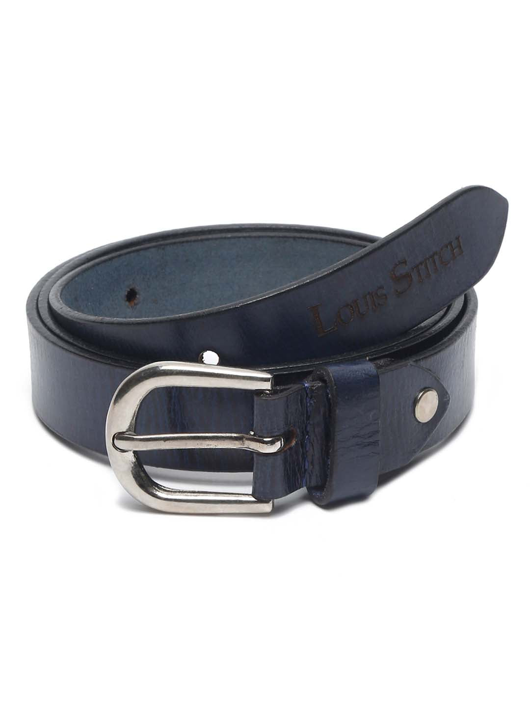 Men's Blue Casual Italian Leather Belt For Men