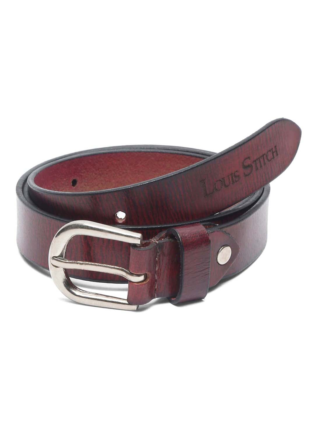 Maroon Men's Rosewood Casual Italian Leather Belt For Men