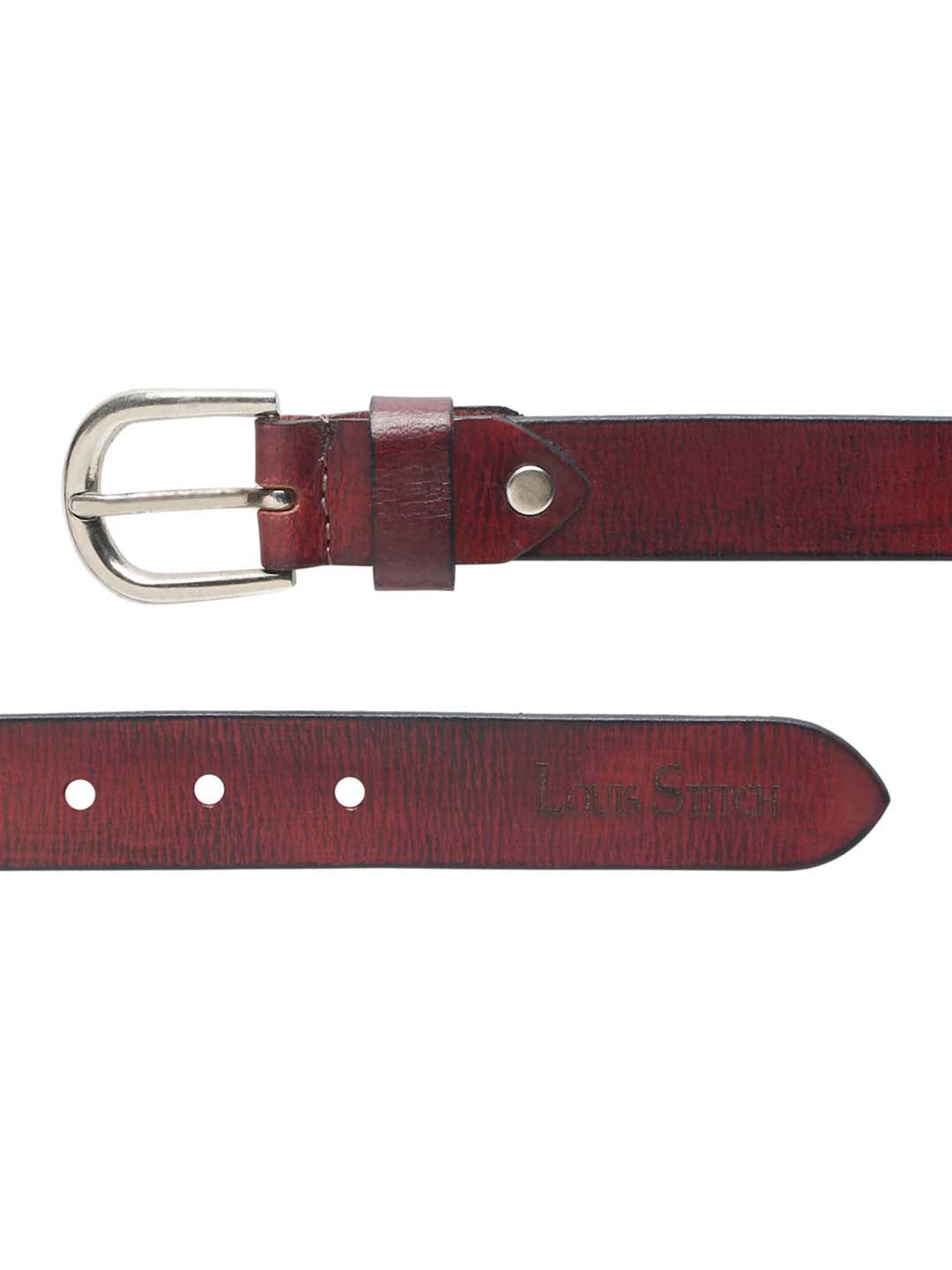 Maroon Men's Rosewood Casual Italian Leather Belt For Men