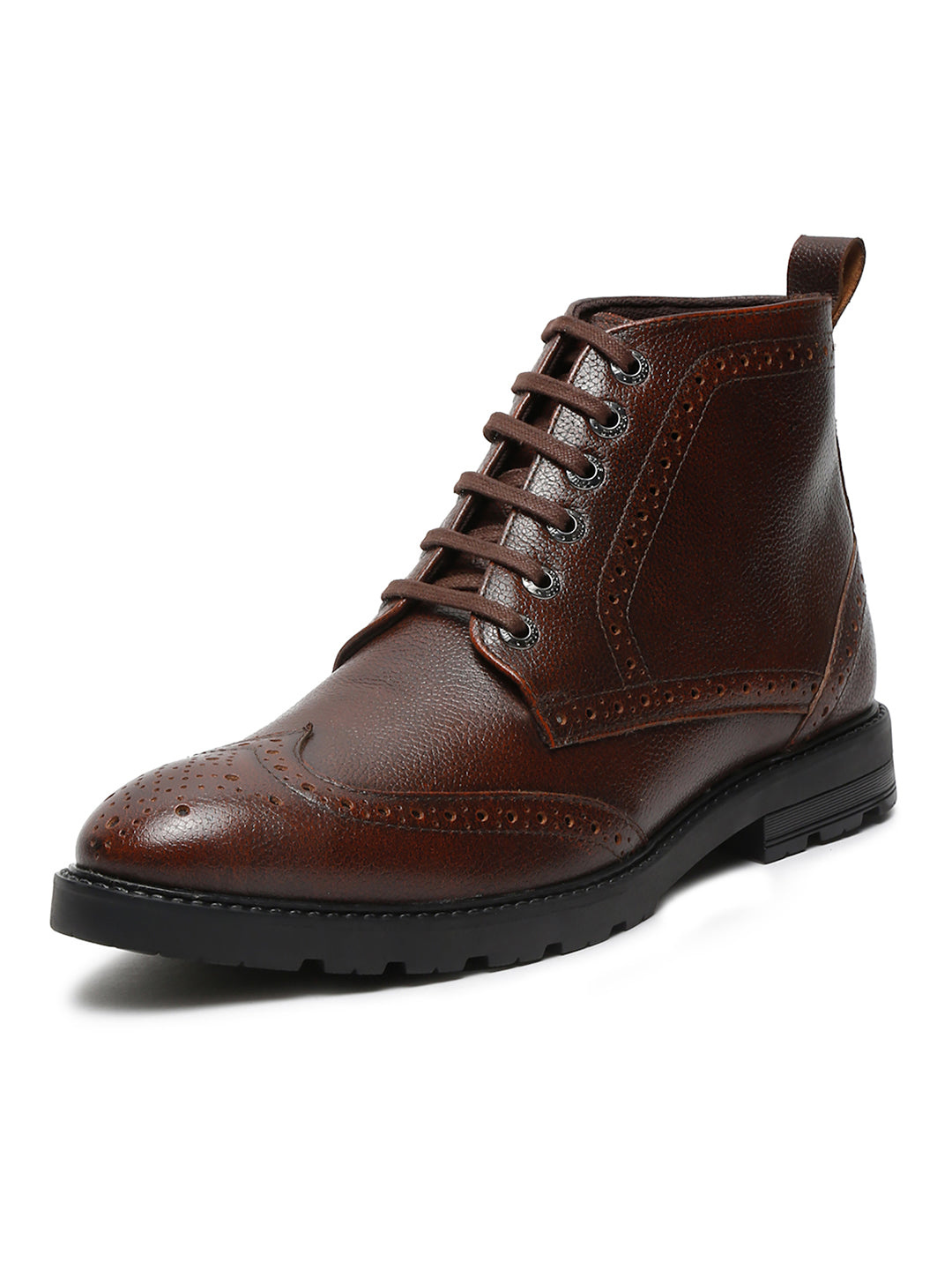 Handcrafted Italian Leather High Ankle Chukka Brogue Boots